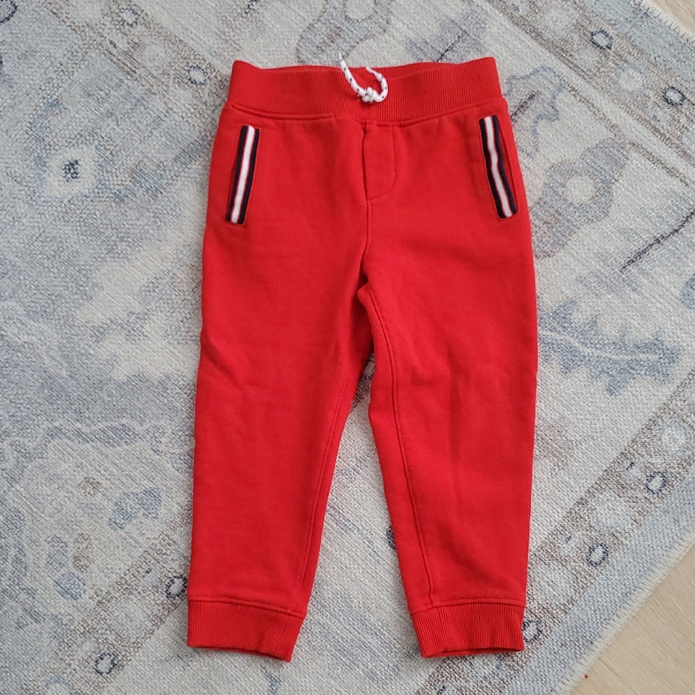 Janie and Jack Toddler Boys Striped Pocket Jogger Moto Red Sz3
